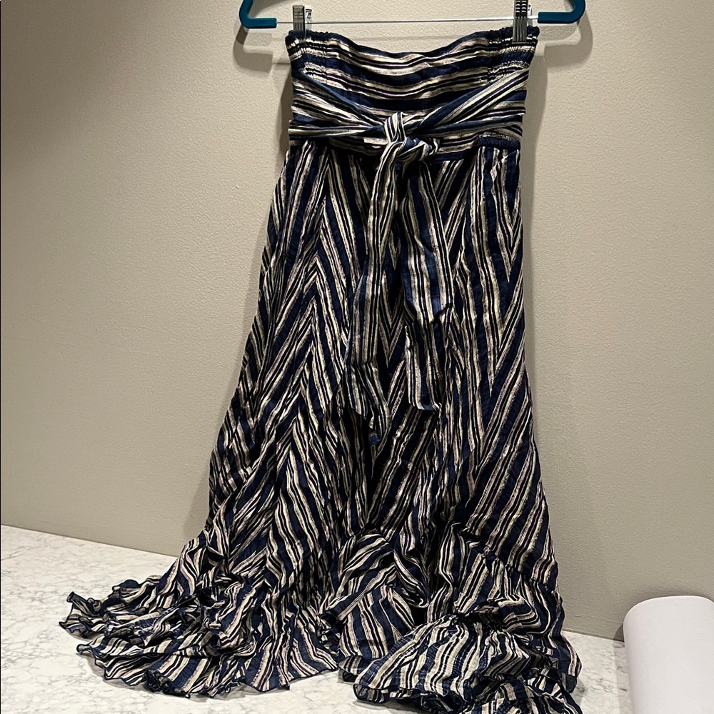 Free People Striped Navy and White Women's Skirt